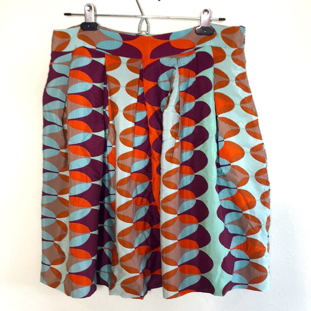 Anthropologie silk mini skirt retro vibes